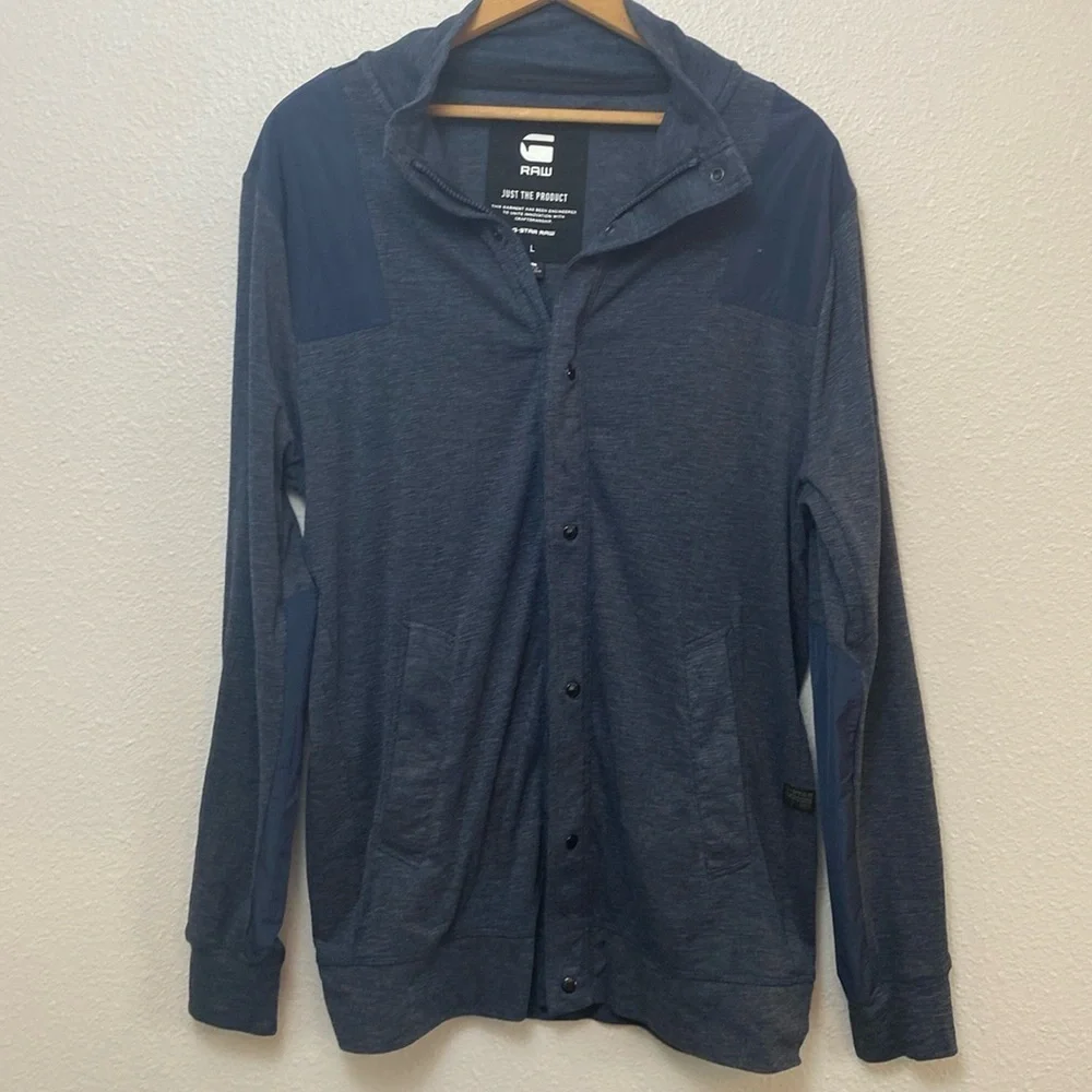 G Star Raw Krozan Collar Cardigan Sweater Navy Blue Size Large